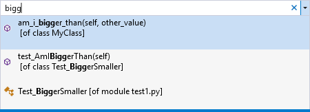 Schermopname van de opdracht Ga naar in Visual Studio.