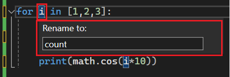 Schermopname van het opgeven van een andere naam voor een id in Visual Studio 2022.