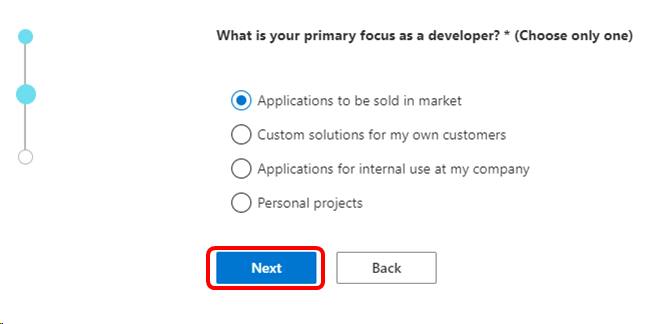 Keuzemogelijkheid Microsoft 365 Ontwikkelaar