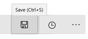Schermopname van een knop met een schijfpictogram en een knopinfo met de standaardtekst Opslaan die is toegevoegd met de Ctrl+S-accelerator tussen haakjes.