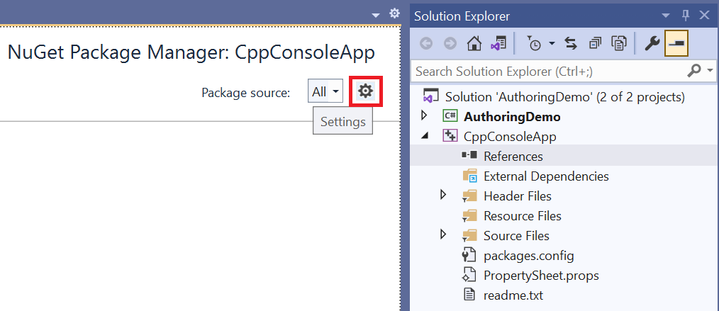NuGet-instellingen