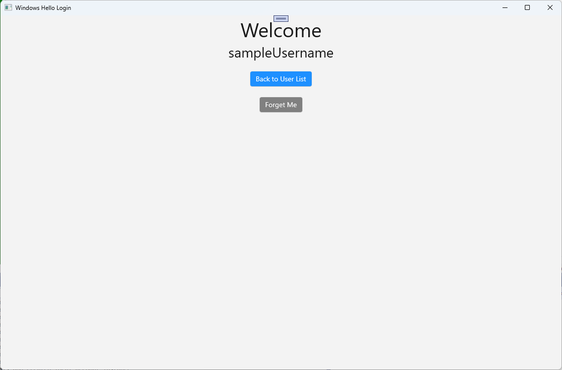 A schermopname van het welkomstscherm van de Windows Hello