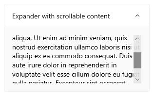 Een uitvouwfunctie met schuifbare tekst als inhoud