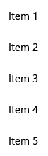 Schermopname van een eenvoudige lijstweergave met een verticale lijst met items.