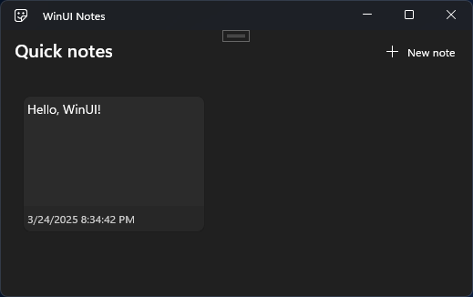 De gebruikersinterface van de notities-app met een donkere achtergrond en een donkere notitiesjabloon.