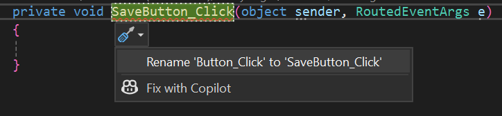 De Visual Studio methode rename popup UI.