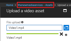 Schermopname van de voortgangsbalk voor het uploaden van een videoasset.