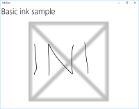 Schermopname van InkCanvas met één pennenstreek gewist.