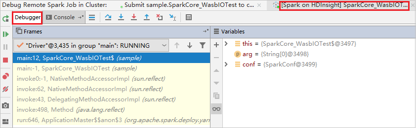 Erro de geração do Trabalho Remoto do Spark de Depuração do IntelliJ.