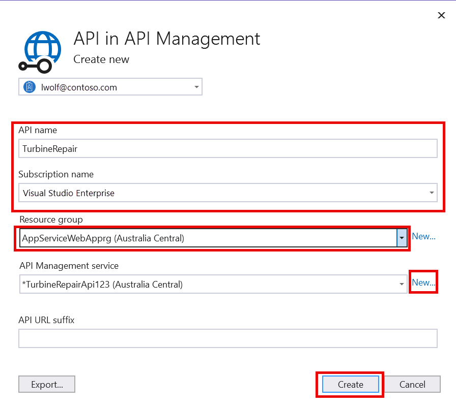 Criar instância de gerenciamento de API com API