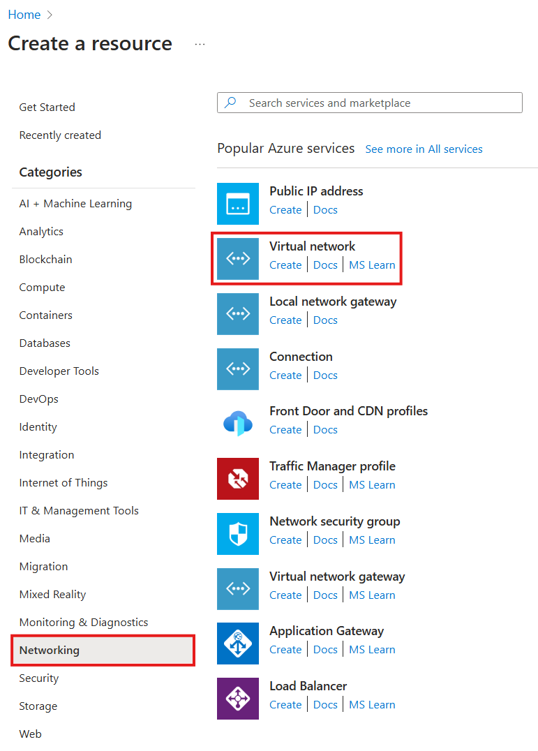 Captura de tela que mostra como selecionar uma nova instância de contêiner que você deseja criar no portal do Azure.