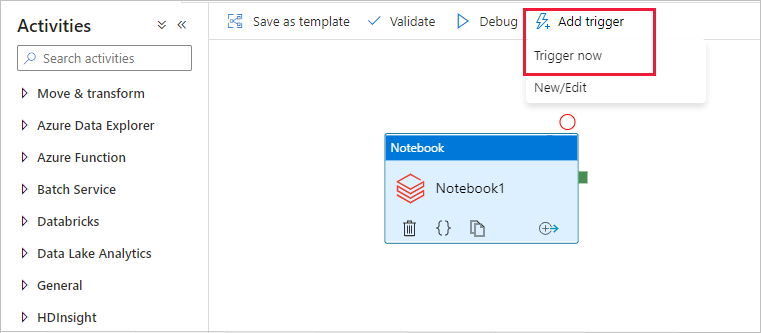 Captura de tela que mostra como selecionar o comando 'Acionar agora'.