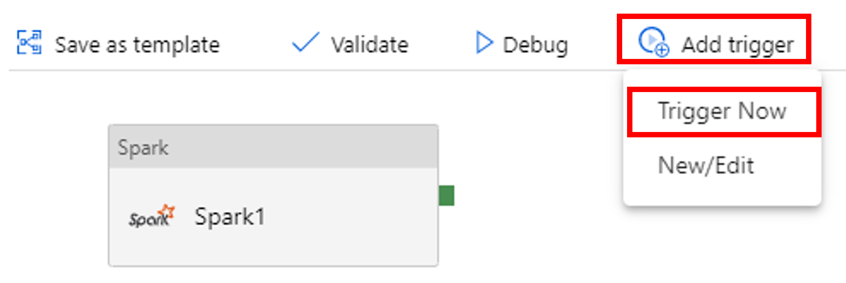 Botões "Trigger" e "Trigger Now"
