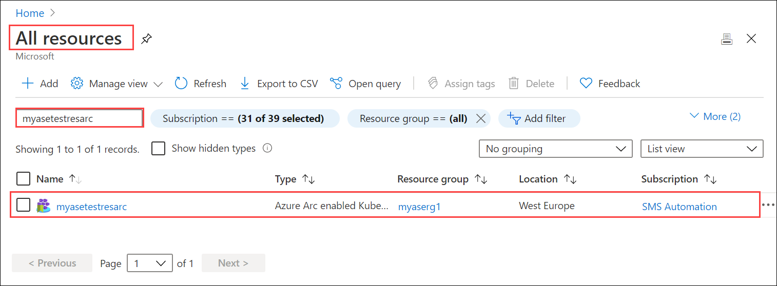 Ir para o recurso do Azure Arc