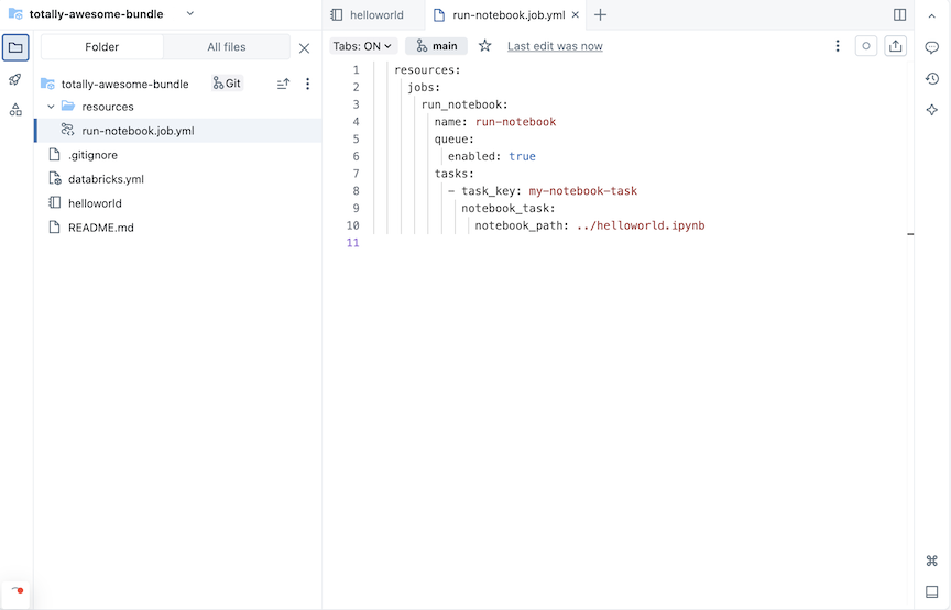 Configuração da tarefa do notebook de trabalho YAML