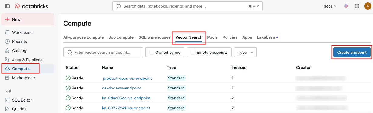 Criar processamento de pesquisa vetorial.