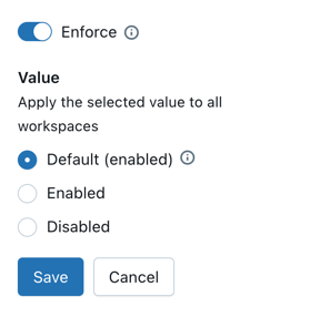 Imponha a configuração que substitui uma configuração de espaço de trabalho.