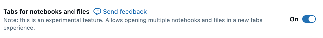 Ative as guias para notebooks e arquivos nas configurações do desenvolvedor.