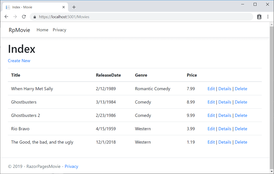 Aplicativo de filme aberto no Chrome mostrando os dados do filme