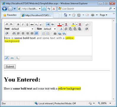 Enviando um formulário com um Editor HTML