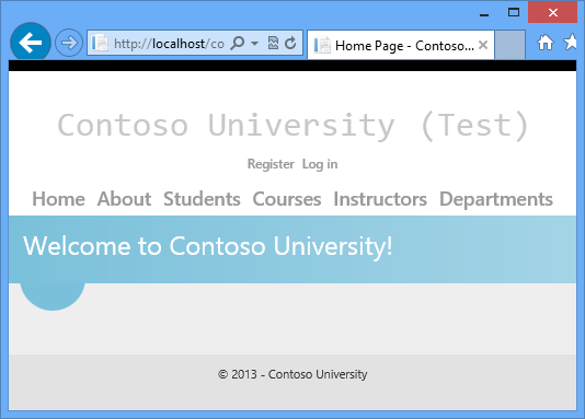 Página inicial em Testagem