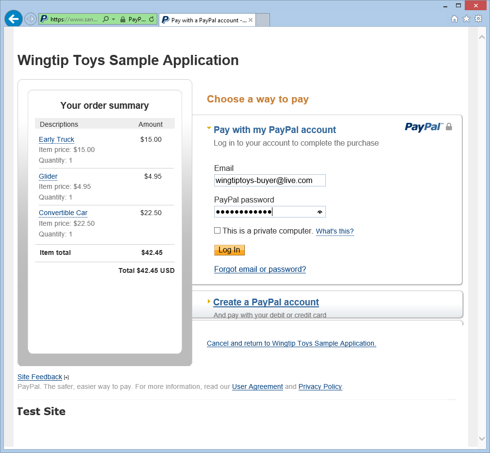 Check-out e Pagamento com PayPal – Entrar no PayPal
