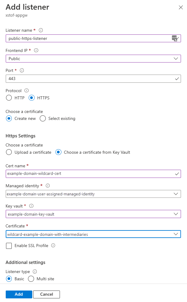 Adicionar um ouvinte para tráfego HTTPS