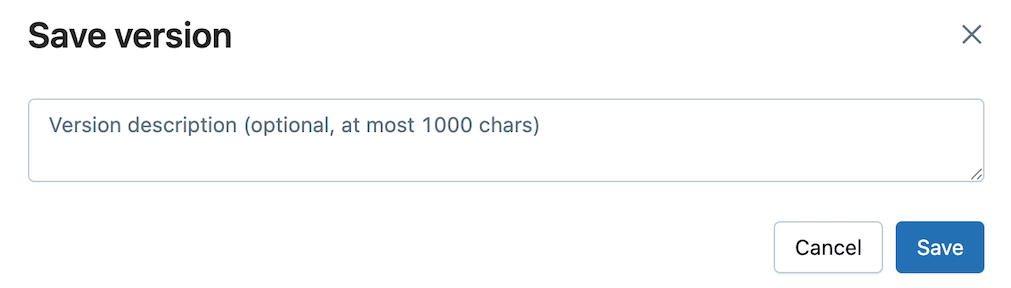 Salve a descrição da versão.
