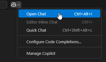 Captura de tela que mostra o menu Alternar Bate-papo aberto e selecionando a opção de Abrir Bate-papo.