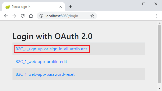 página de logon do aplicativo Web.