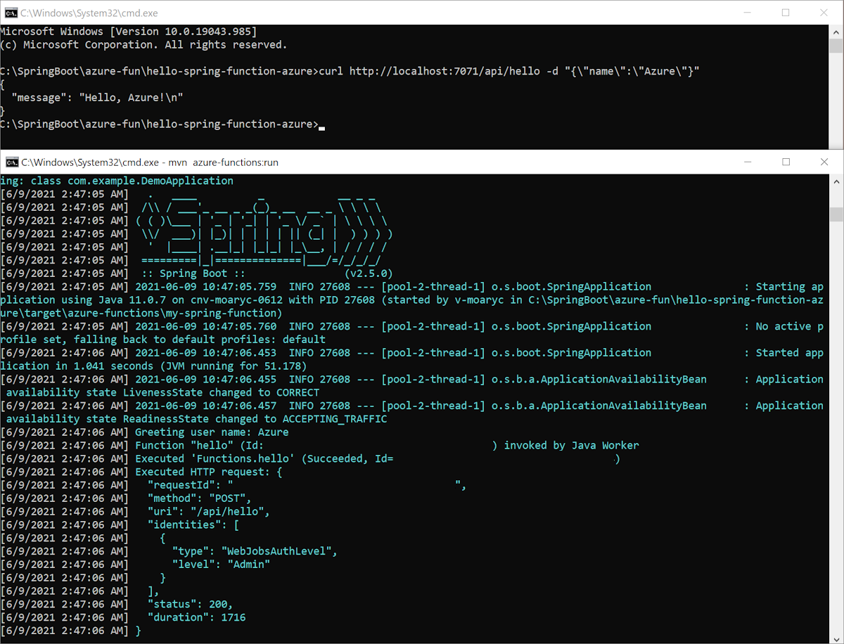 Azure Function em execução localmente