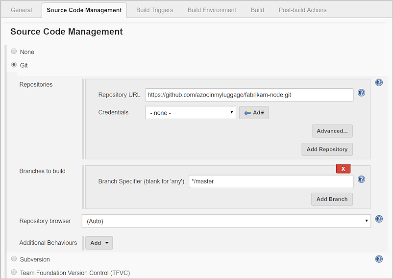 Adicionar um repositório ao seu build