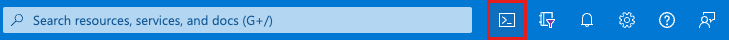 Captura de tela do botão do Azure Cloud Shell na barra de ferramentas do portal do Azure.