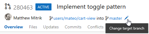 Alterar ramificação de destino