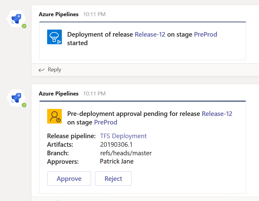 Aplicativo Azure Pipelines para Microsoft Teams.