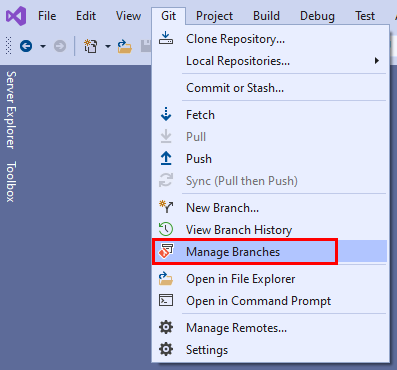 Captura de tela do Visual Studio.