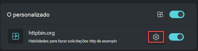 Captura de tela das configurações