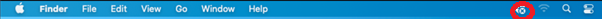 Captura de ecrã a mostrar a barra de menus que contém o símbolo x no Microsoft Defender para Ponto de Extremidade no escudo macOS.