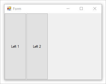 Formulário do Windows com dois botões ancorados à esquerda.