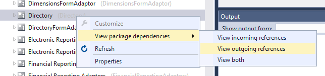 Screenshot of the View dependencies diagram.