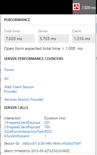 Screenshot showing server performance counters.