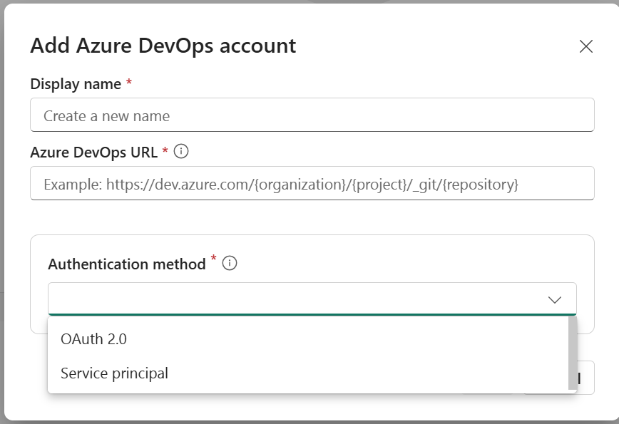 Screenshot da interface do usuário de integração GitHub para adicionar uma conta.
