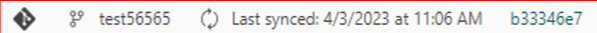 Captura de tela de informações de sincronização que aparecem na parte inferior quando conectado ao Git.