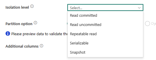 Captura de tela mostrando as configurações do nível de isolamento.