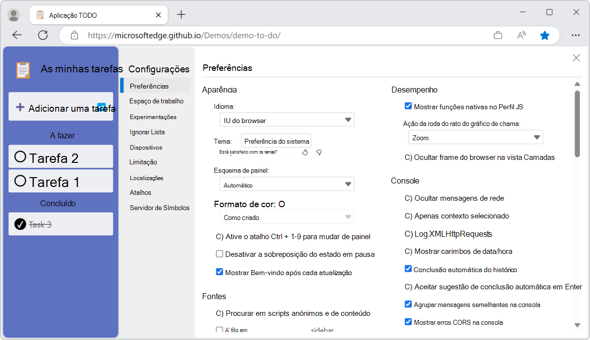 Configurações