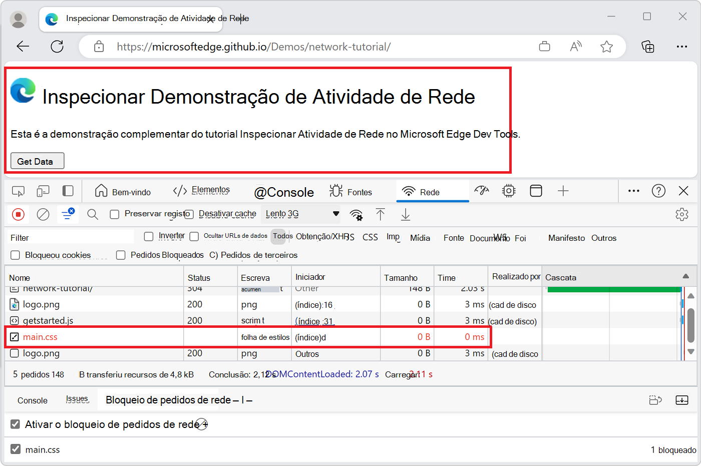 main.css foi bloqueado