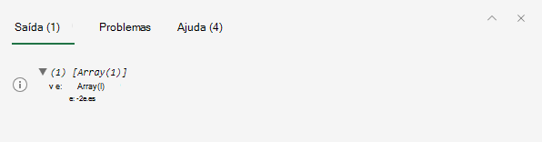 O registo da consola a apresentar o resultado 