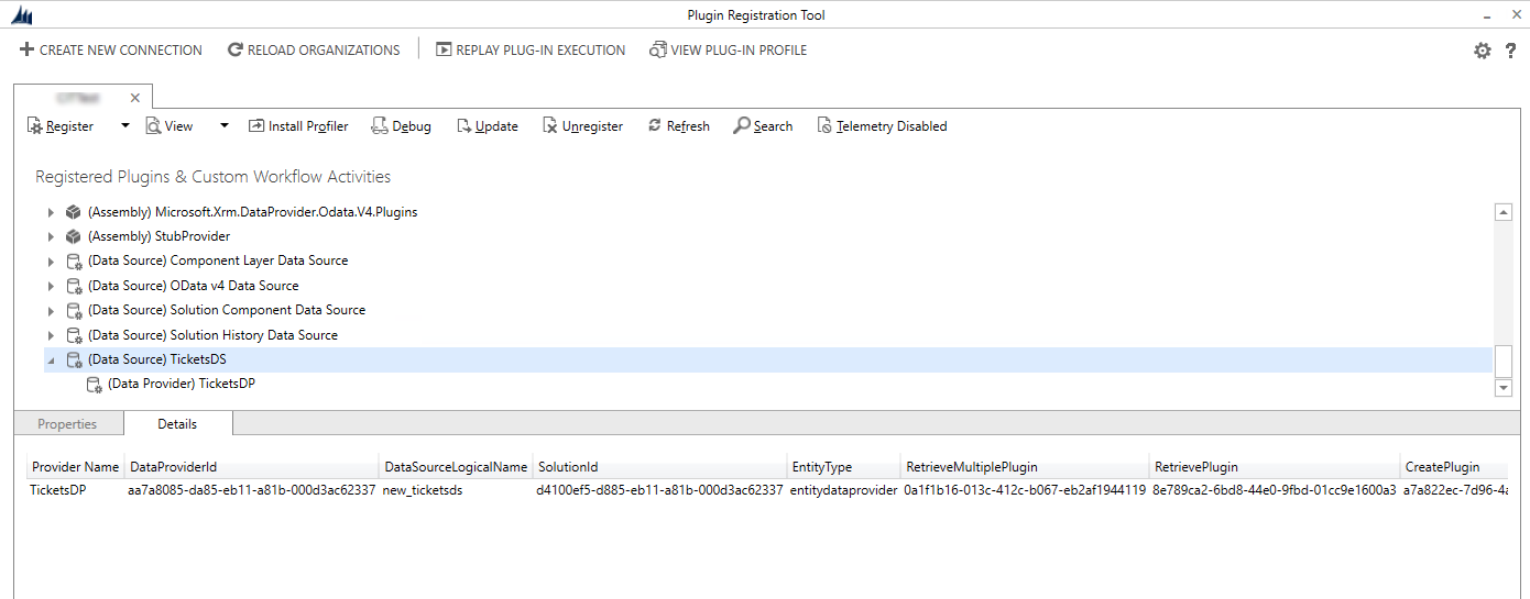 Provedor de dados registrado.