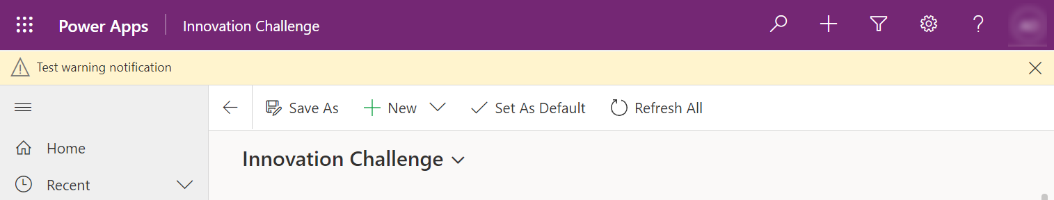 Notificação de aviso de exemplo.