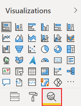 Screenshot of the Analytics pane in the Visualizations section.